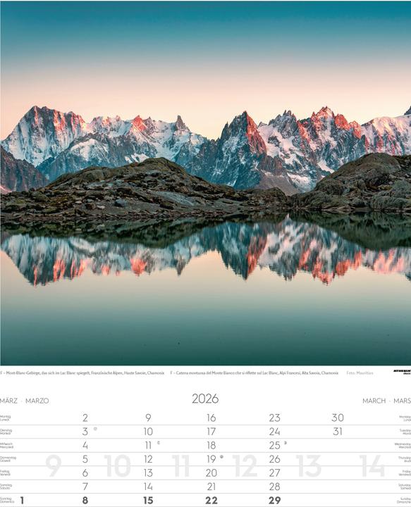 Actual product image Alpen Kalender 2026 (Hardcover, German, French, Italian, English)