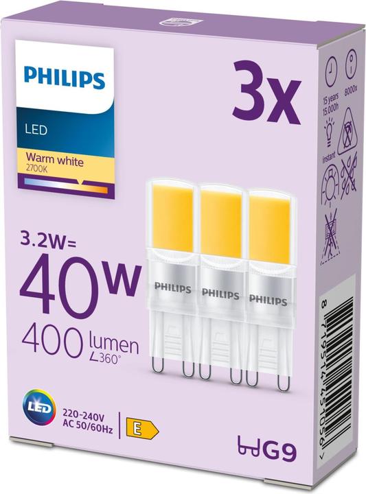 Actual product image Philips Led 40w Ww Nd 3ct/6 Ec (G9, 3.20 W, 400 lm, 3 x, E)