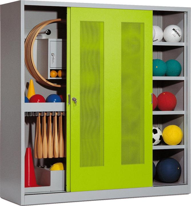 Actual product image C+P Sports equipment locker (HxWxD: 195x190x60 cm, with perforated sliding doors, type 5)