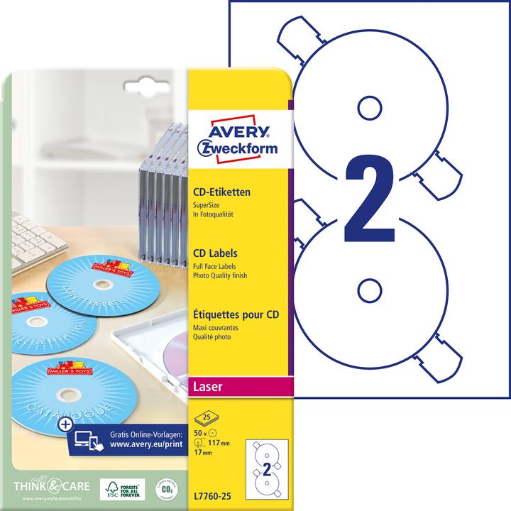 Produktbild Avery CD-Etiketten Supersize