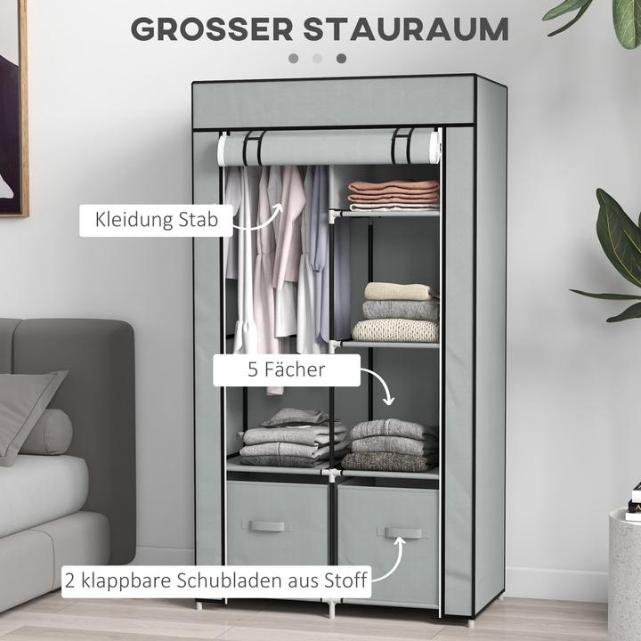 Image du produit Homcom Penderie en tissu avec portes zippées (83 x 42.5 x 162.5 cm)