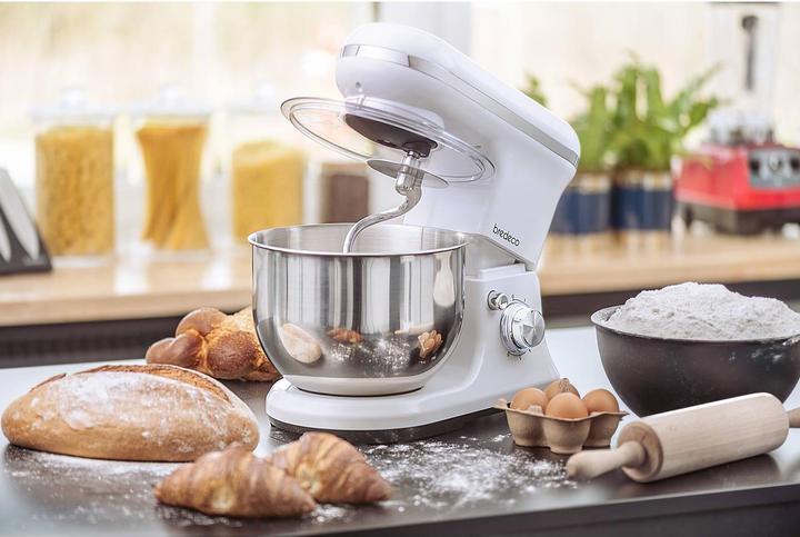Produktbild Bredeco Küchenmaschine 1.200 W - 5 L - planetarisches Rührsystem - weiss