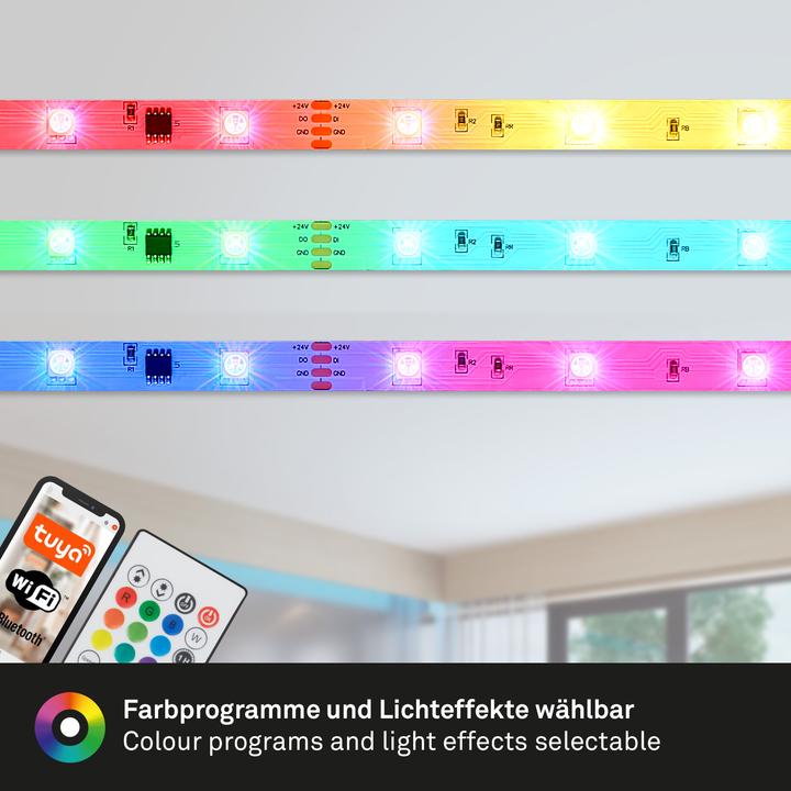 Image du produit Briloner WiFi + Bluetooth Magic RGB-LED Flexband, 5m, capteur de musique inclus (RGBIC, 500 cm, Intérieur)