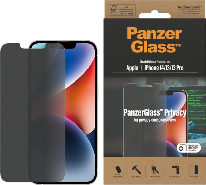 Image du produit PanzerGlass Classic Fit Privacy (1 pièce(s), Apple iPhone 13, Apple iPhone 14, Apple iPhone 13 Pro)