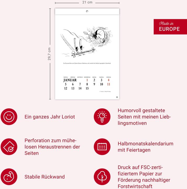 Produktbild Loriot Heile Welt Halbmonatskalender 2026 (Deutsch)