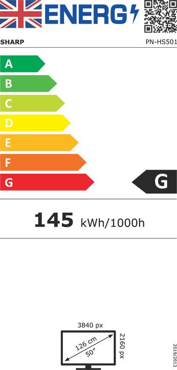 Energie-Label NEC PN-HS-SERIES 50IN LFD D-LED (3840 x 2160 Pixel, 50")
