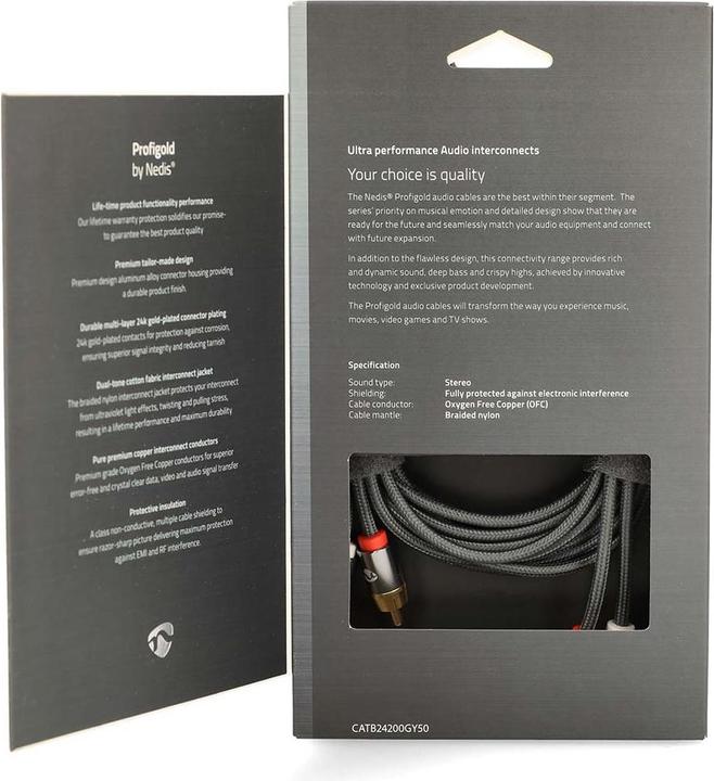 Immagine prodotto Nedis Cavo audio stereo 2X spinotti RCA 2X spinotti RCA placcati in oro 5,00 m rotondo grigio / grigio (5 m)