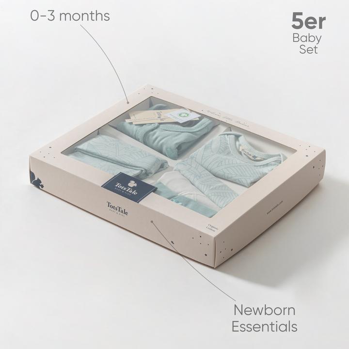 Actual product image TotsTale Premium 5-teiliges Babyset aus Bio-Baumwolle – für Neugeborene – Hose, Mütze, Body u.m. (50, 56, 62, 68)