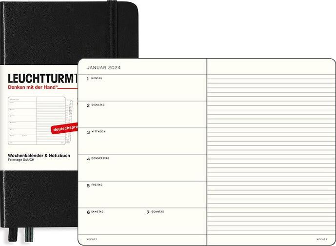 Produktbild Leuchtturm1917 LEUCHTTUR Agenda Pocket 2025 44370497 1W/1S schwarz HC A6 (A6, Deutsch)