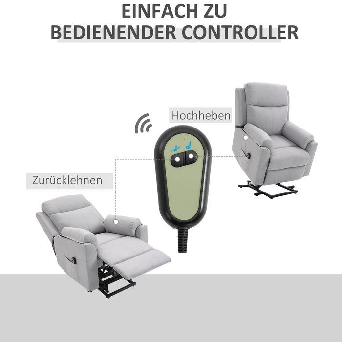 Produktbild Swisshandel24 elektrischer Sessel mit Aufstehhilfe Aufstehsessel für Senior Liegefunktion Leinen-Touch Hellgrau 83