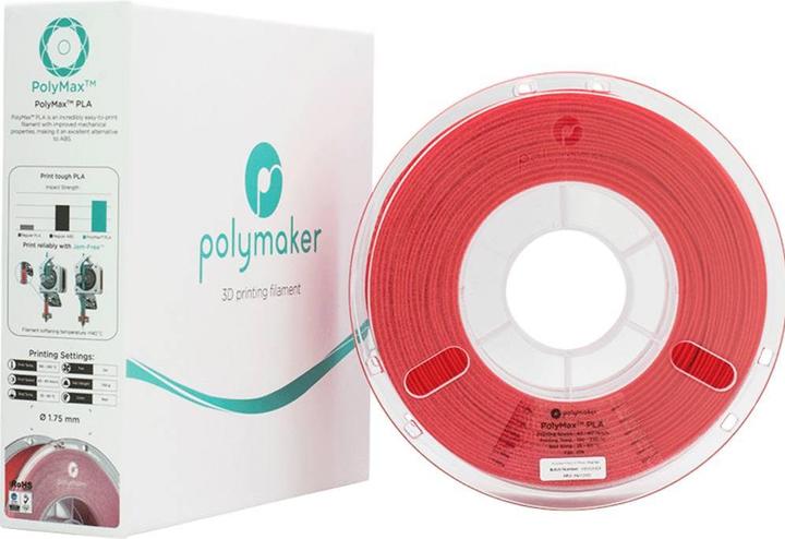 Actual product image Polymaker PolyMax Tough PLA Red 1.75mm 750g (PLA, 1.75 mm, 750 g, Red)
