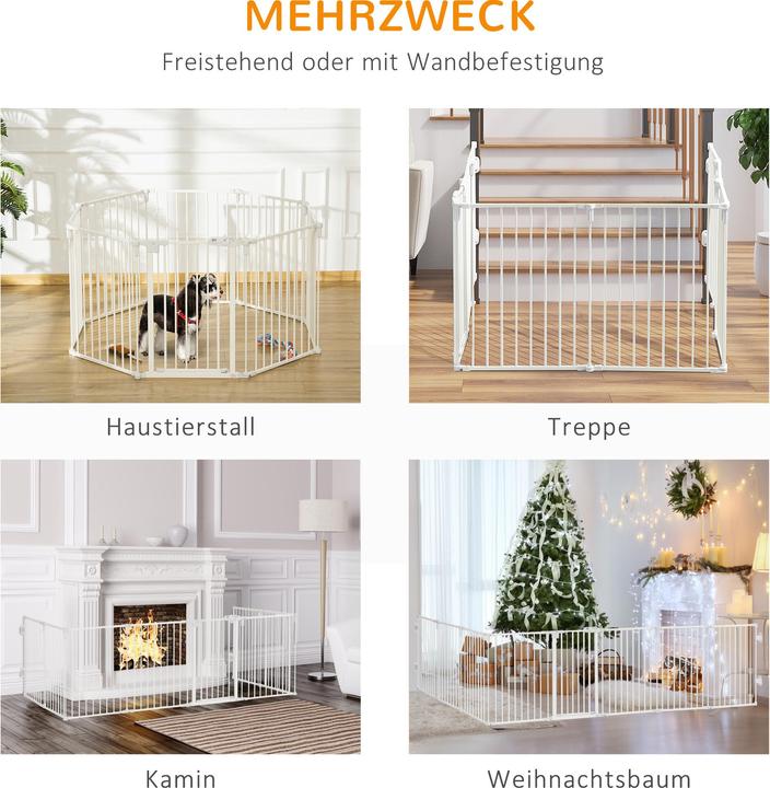 Produktbild PawHut Hunde Absperrgitter bestehend aus 8 Panelen (62.50 cm)