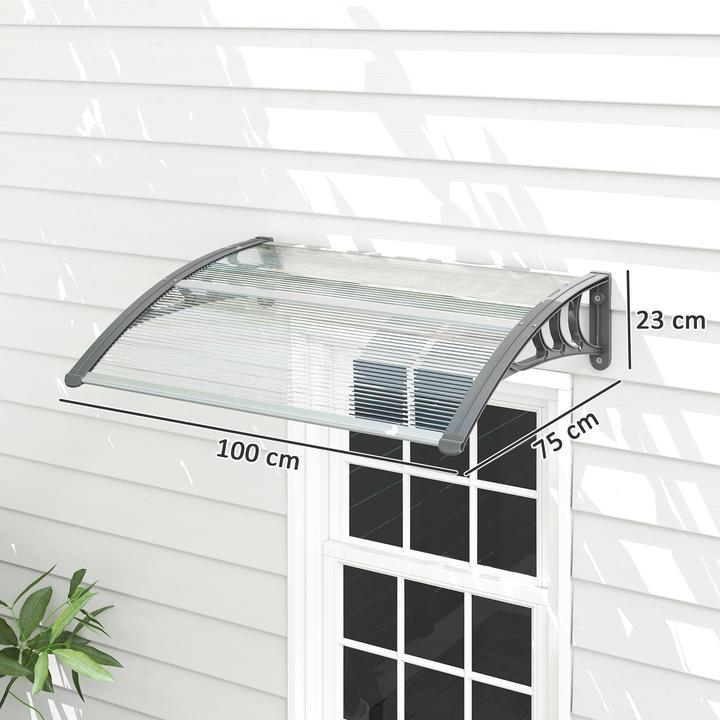 Produktbild Outsunny Vordach für Haustür Polycarbonat Silber