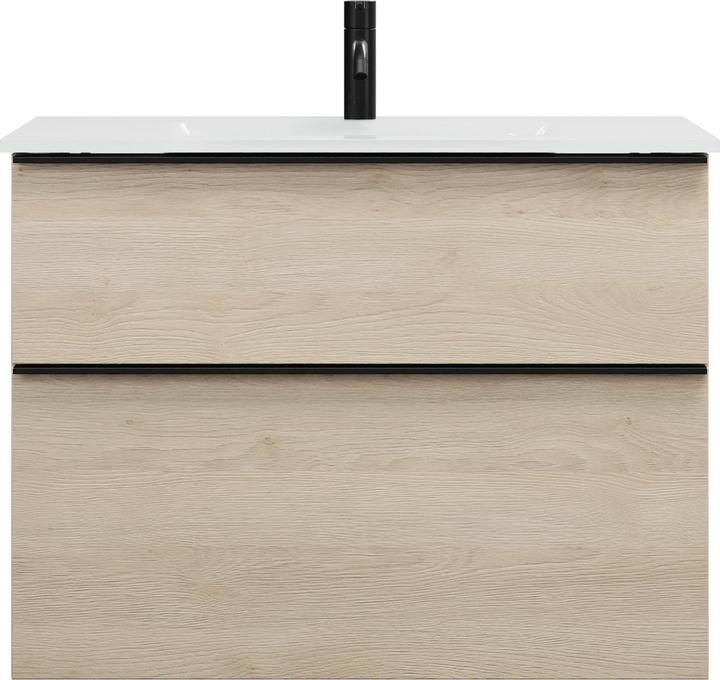 Eiche Dekor Cashmere / Eiche Dekor Cashmere, Griffleiste Schwarz Matt G0252
