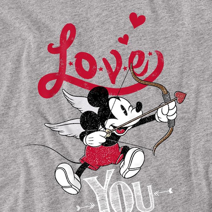 Actual product image Disney Unisex Adult Love You Mickey Mouse Cupid Valentine's Day T-Shirt (XXL)