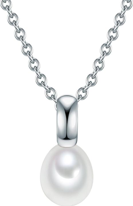Immagine prodotto Valero Pearls Catena da donna in argento con perle d'acqua dolce 42,0 cm + 7,0 cm di estensione - 11906 (Argento, 42 - 49 cm)