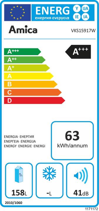 Label énergétique Amica VKS 15917 W (155 l)