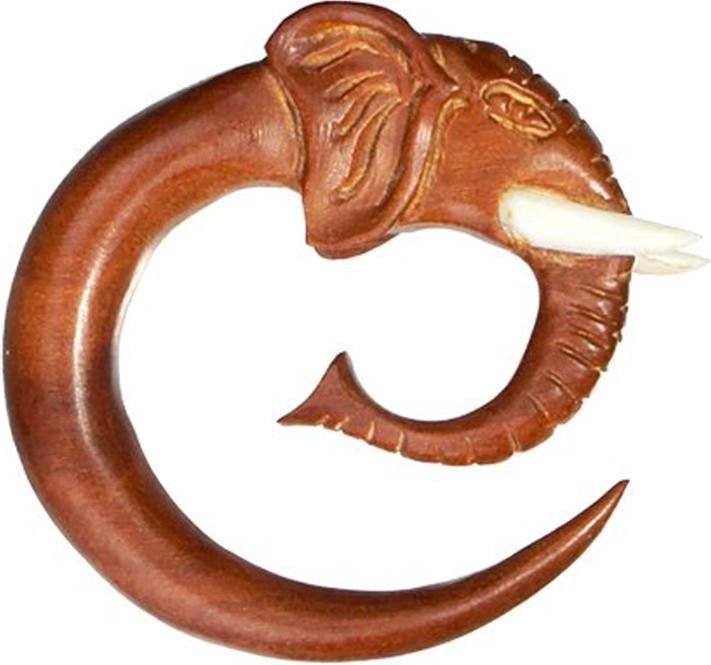 Star Piercing Ohrgewicht Spirale Elefant aus Rosenholz (ohne Messing, Organisch)