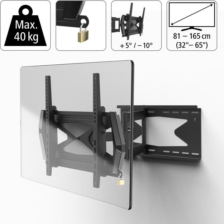 Image du produit Hama Support TV mural FULLMOTION118072Professional 32-65 pouces 3 articulations (Mur, 65", 40 kg)