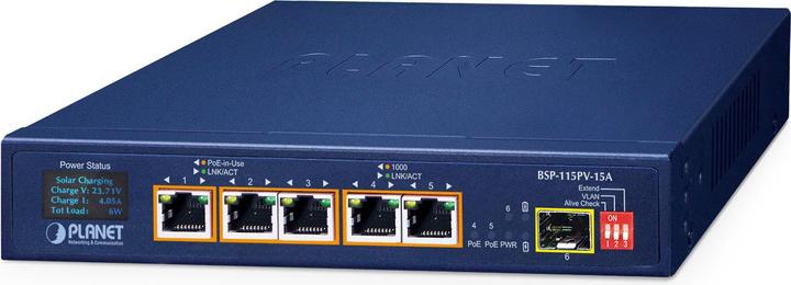 Image du produit Planet Switch solaire PoE+ 5 ports + 1 port SFP + écran LCD B