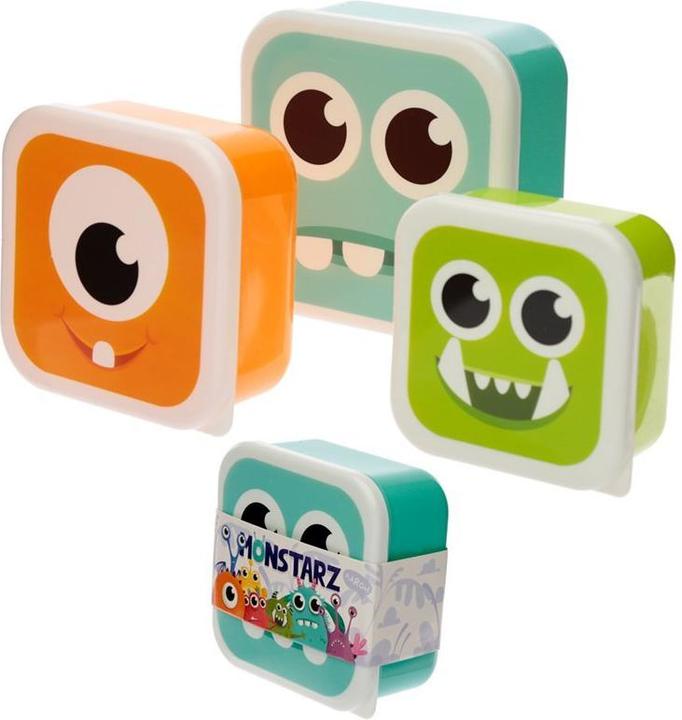 Produktbild Puckator Znüniböxli (3er Set) BPA-frei Zvieriböxli, Lunchböxli, Brotboxen Monstarz Monster Motiv