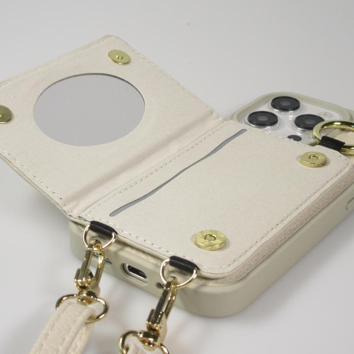 Image du produit PhoneLook Coque Cuir matelassé avec miroir et compartiment carte inclus grande lanière amovible (Apple iPhone 15 Pro Max)