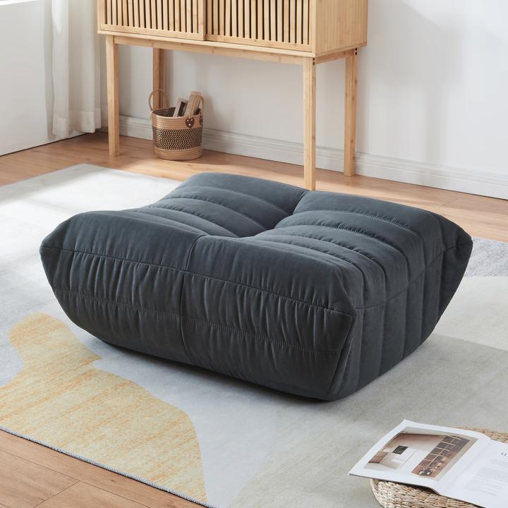 Produktbild En.Casa Fusshocker Kodsø 35x80x65 cm Mikrofaser Schwarz