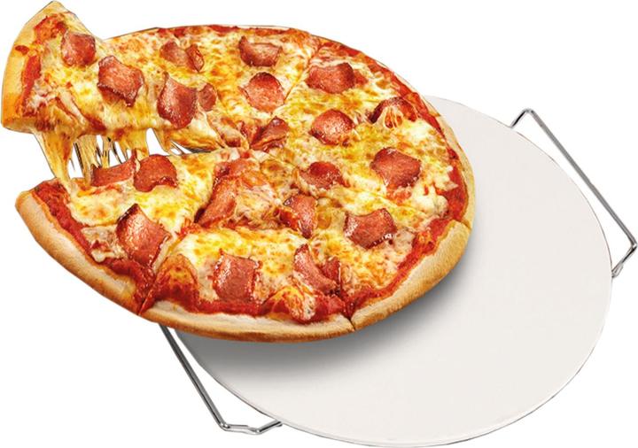 Produktbild Mojawo 2er Pizza Steinplatte Pizzaplatte Brotbackplatte Pizzateller Ø33cm