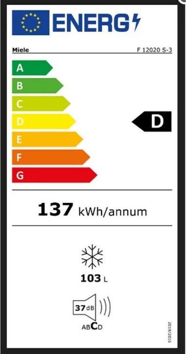 Etichetta energetica Miele F 12020 S-3 (Struttura autonoma, 103 l)
