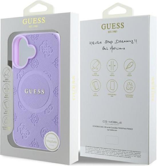 Produktbild Guess GUHMP16MPSAPSMEU iPhone 16 Plus 6.7" fioletowy/purple hardcase Saffiano Peony Classic Logo