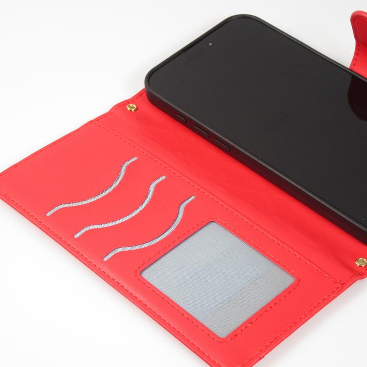 Produktbild PhoneLook Hülle Elegante Flip-Matratze mit Magnetverschluss Trageschlaufe und Kartenfächern Rot (Apple iPhone 16 Pro Max)