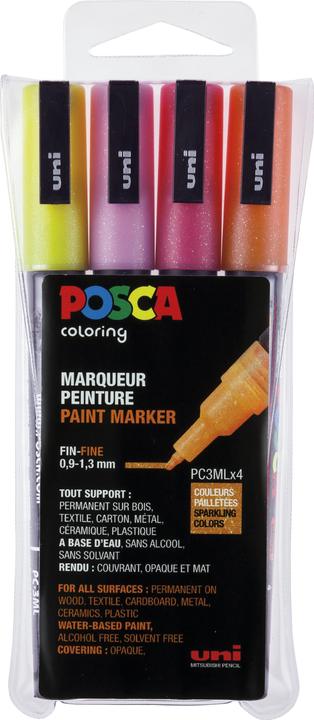 Actual product image Posca PC-3M brand set of 4 (Multicoloured, 1.30 mm, 4 x)