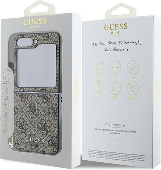 Actual product image Guess GUHCZF6GF4GBR Z Flip6 F741 brązowy/brown 4G Charm (Samsung Galaxy Z Flip6)
