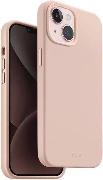 Actual product image Uniq etui Lino Hue iPhone 15 6.1" Magclick Charging różowy/blush pink (Apple iPhone 15, Apple iPhone 14, Apple iPhone 13)