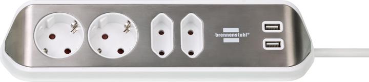 Actual product image Brennenstuhl Corner socket strip (4 x, CEE 7/16, USB, 2 m)
