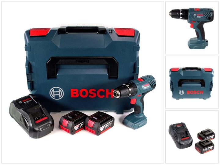 Produktbild Bosch Professional GSB 18V-21 Akku Schlagbohrschrauber 18V 55Nm + 2x Akku 3,0Ah + Ladegerät + L-Boxx (Akkubetrieb)