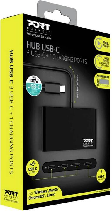 Produktbild Port Designs USB HUB TYPE C - 4 PORTS TYPE C - PD 100W (USB-C, 4 Ports)