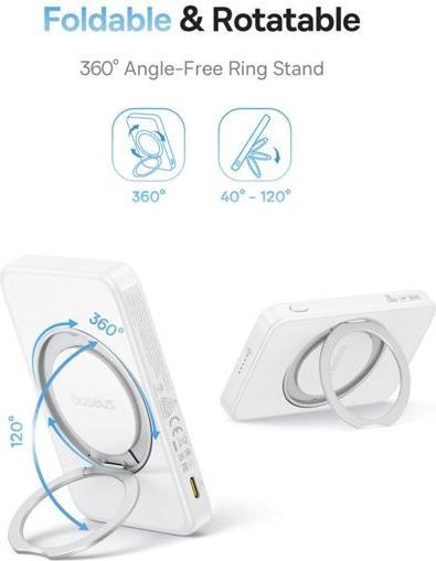Actual product image Baseus magnetic powerbank with stand PicoGo Qi2 5000mAh 20W (5000 mAh, 20 W)