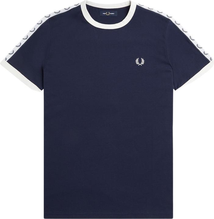 Fred Perry T-Shirt mit kontrastfarbenen Bündchen und Streifen (L)