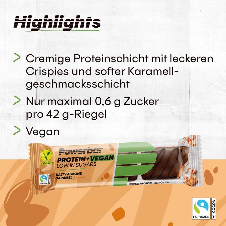 Image du produit Powerbar Protein Plus Low Sugar Vegan (Caramel, Amande salée, 12 pcs, 504 g)