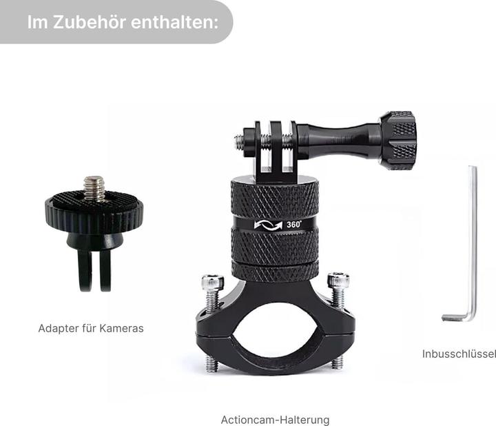 Produktbild Hermex Velo Actioncam-Halterung Fahrradlenker für Insta360 One X GoPro (Hero)