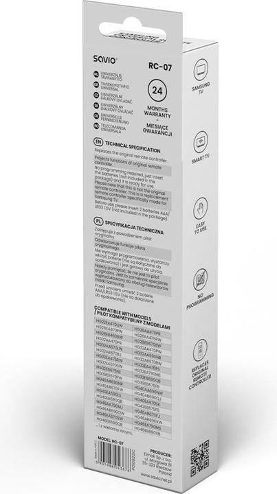 Produktbild Savio RC-07 Fernbedienung IR Wireless TV Drucktasten (Universal Fernbedienung, Miracast)