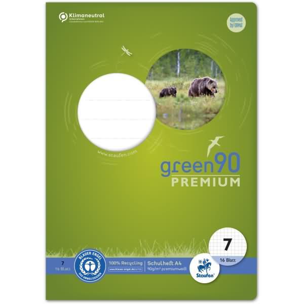 Produktbild Staufen Schulheft green Lineatur 7 kariert DIN A4 ohne Rand, 16 Blatt (A4, Kariert, Harter Einband)