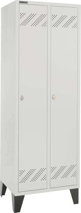 Produktbild Schäfer Shop Garderobenspind, 2 Abteile, m. Drehriegel- o. Zylinderschloss, m. Fuss o. Sockel (63 cm, 185 cm)