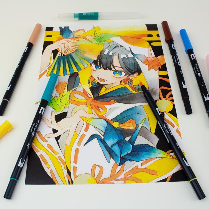 Produktbild Tombow Dual Brush Pen Etui (Ultramarine, Brown, Red, Sea Green, Chartreuse, Light Apricot, 6 x)
