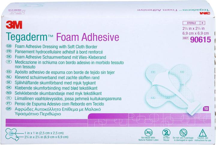 Actual product image 3M Tegaderm Foam Adhesive 6.9x6.9 cm crossf.90615, 10 pcs VER