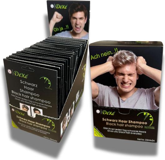 Image du produit Dexe Shampooing noir Shampooing noir pour cheveux noirs 25 ml*24 (600 ml, Shampoing liquide)