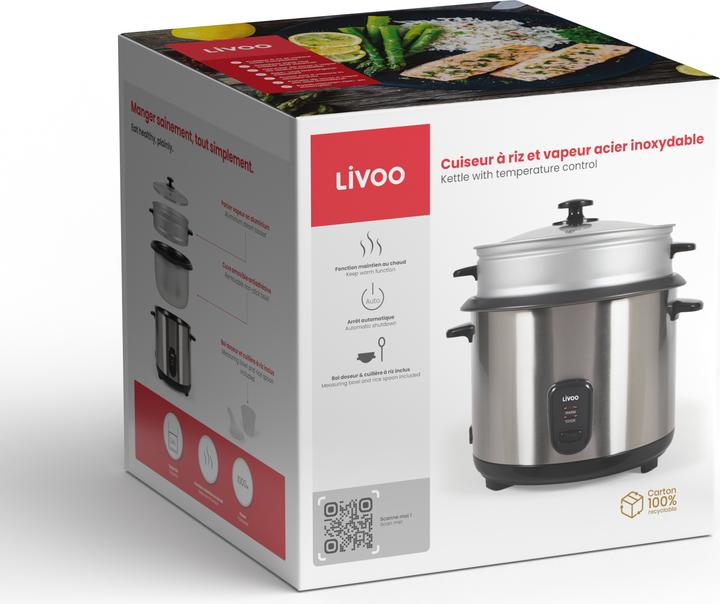 Image du produit Livoo Cuiseur à riz et vapeur acier inoxydable (Prise UE)