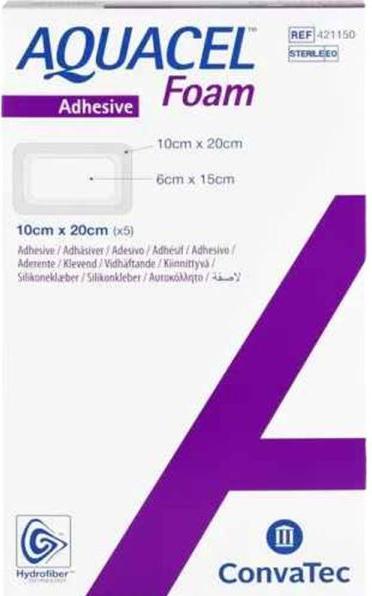 Aquacel Ag Schaumverband adhäsiv 10x20cm (5 x)
