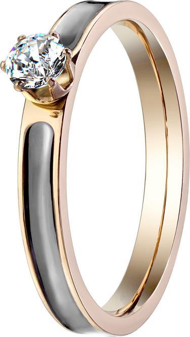 Star Piercing Ring rosegold mit Kristall und schwarzem Streifen (Chirurgenstahl 316L, ohne Messing)